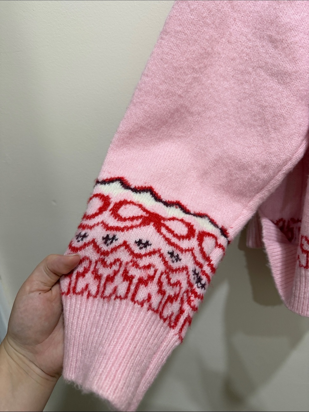 Revolve House of Harlow 1960 Pink & Red Fair Isle Cropped Cardigan - Picture 14 of 16